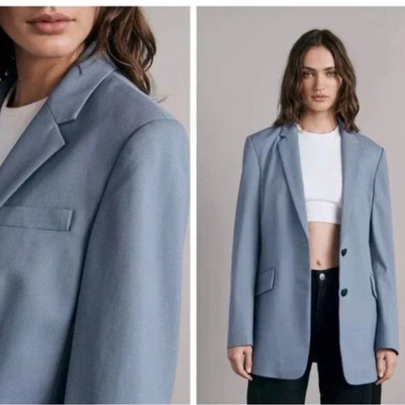 Rag & Bone Wool Blend Prairie Blue Charles Twill Blazer NWT SZ 4 - Picture 3 of 11